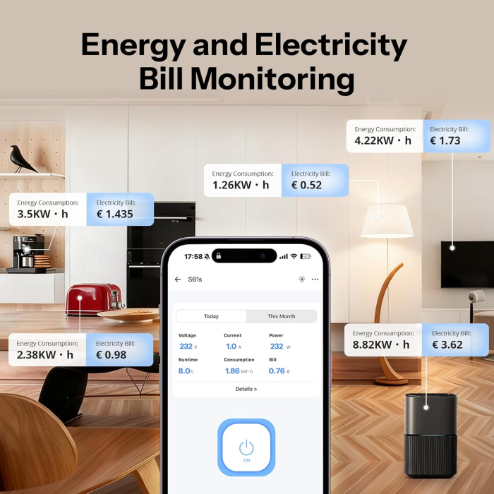 Priza Smart WiFi Sonoff S61STPF, 16A control Smartphone, Matter [7]