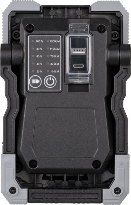 Proiector LED podea portabil Brennenstuhl RUFUS 1500 MA, Acumulator reincarcabil USB-C, 15W COB LED, 1500lm, 15W IP65, Powerbank [4]