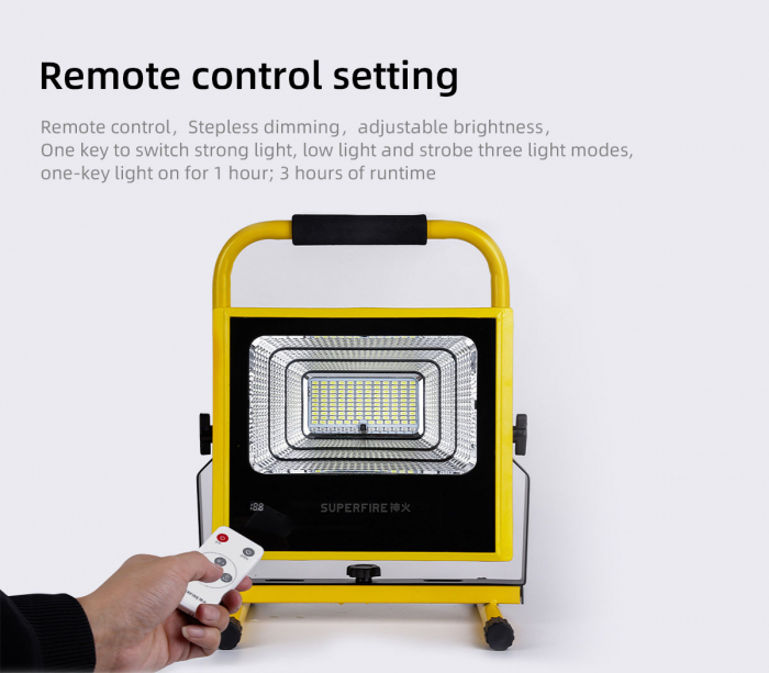 Proiector LED portabil Superfire FS1-H, 100W, 1330lm, reincarcabil, Acumulator 16100mAh [7]