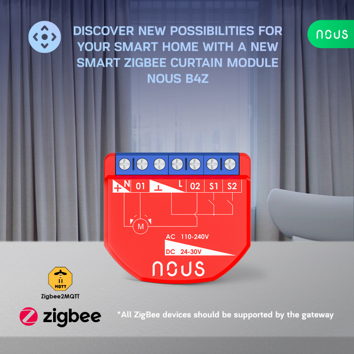 Releu inteligent pentru perdele si draperii Nous B4Z ZigBee, 1 canal [4]