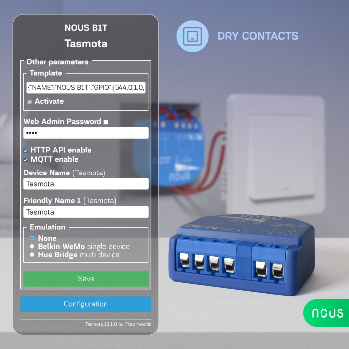 Releu wireless Nous B2T PM, 16A, Tasmota, Matter, Monitorizare energie - 1 canal, ESP32 [7]