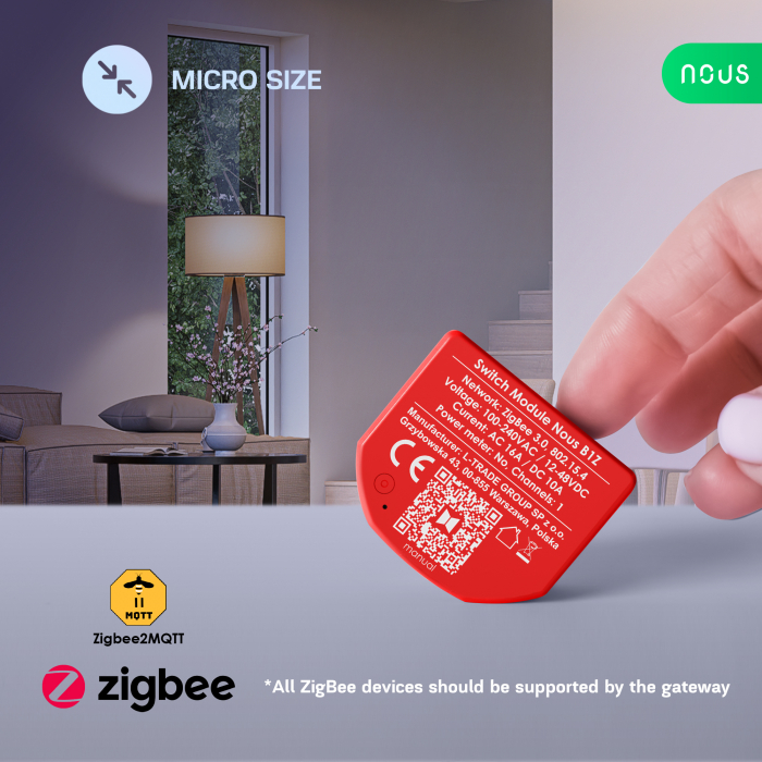 Releu inteligent Nous B2Z, 16A, ZigBee, 1 canal PM, Monitorizare energie [5]