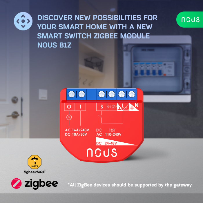 Releu inteligent Nous B2Z, 16A, ZigBee, 1 canal PM, Monitorizare energie [4]