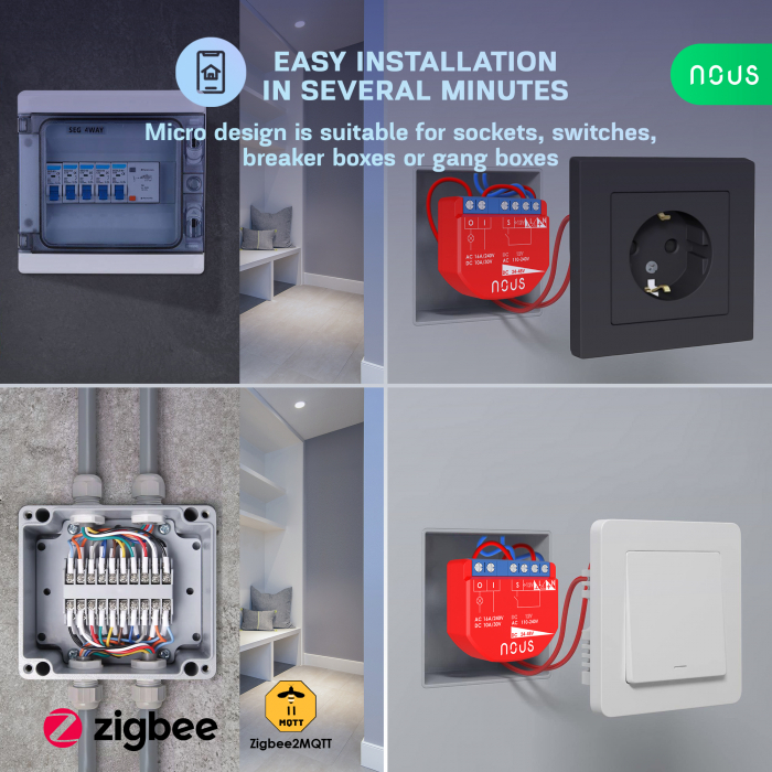Releu inteligent Nous B2Z, 16A, ZigBee, 1 canal PM, Monitorizare energie [3]