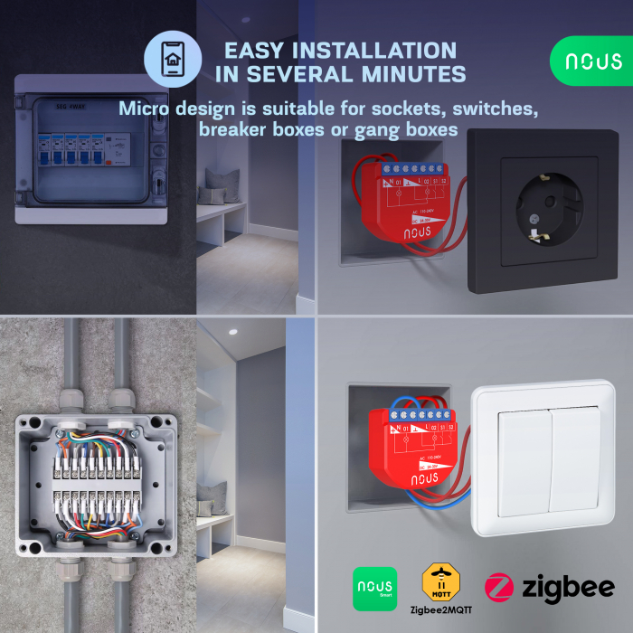 Releu inteligent Nous B3Z, 16A, ZigBee, 2 canal PM, Monitorizare energie [4]