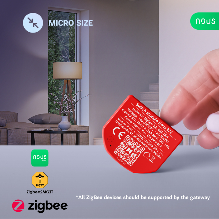 Releu inteligent Nous B3Z, 16A, ZigBee, 2 canal PM, Monitorizare energie [6]