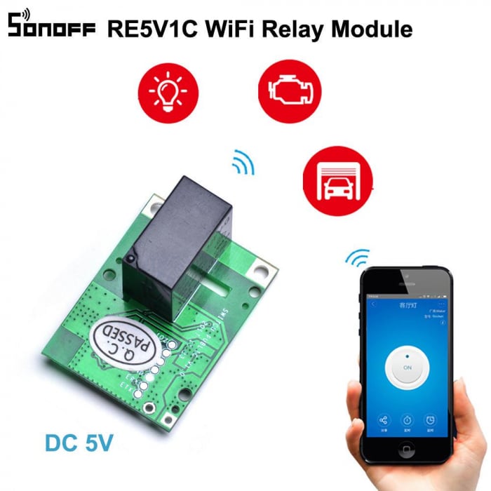 Releu modul smart Sonoff RE5V1C 5V, Wi-Fi, Compatibil cu Google Home, Alexa & IFTTT [3]