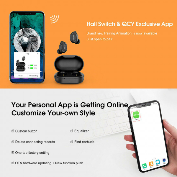 Casti audio In-Ear QCY T9S TW, Bluetooth 5.0,  TWS, True Wireless [8]