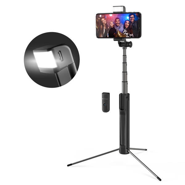 Selfie Stick Tripod BlitzWolf 3 in 1 cu  Lanterna LED si telecomanda detasabila - BW-BS8 [1]