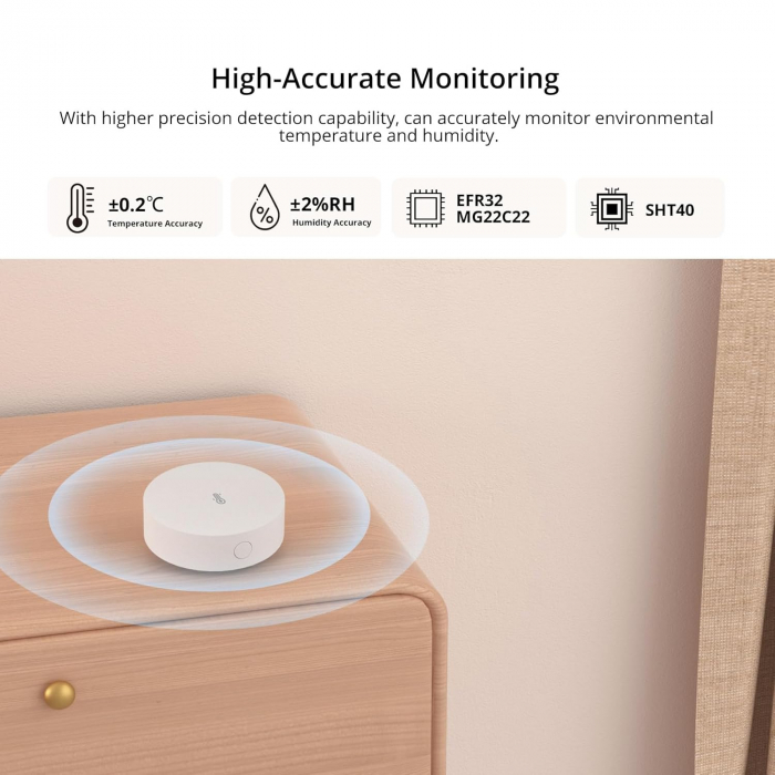 Senzor inteligent de temperatura si umiditate Zigbee Sonoff SNZB-02P (rotund) [2]