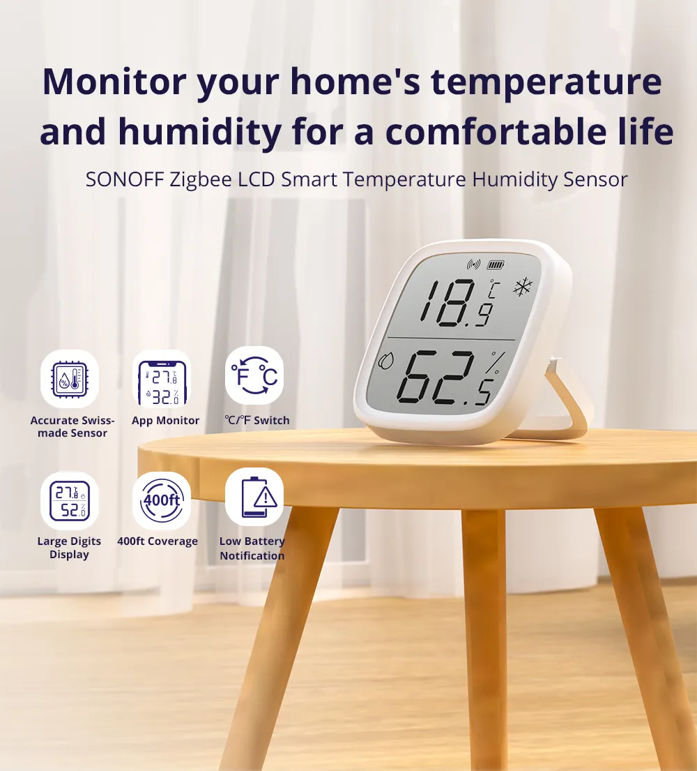 Senzor de temperatură și umiditate SONOFF SNZB-02D Zigbee 3.0 cu afișaj LCD [2]