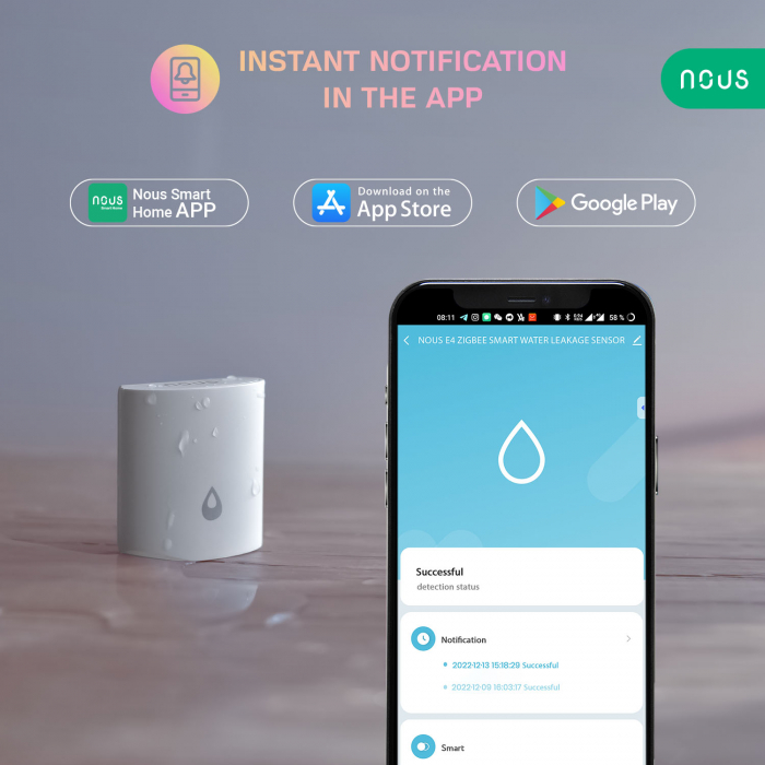 Senzor Smart detectie scurgeri de apa NOUS E4, ZigBee [9]