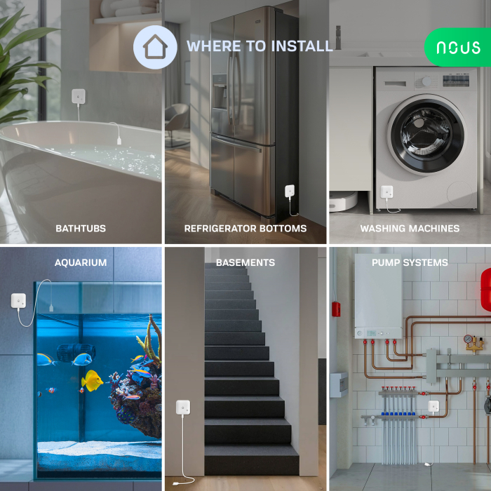 Senzor smart NOUS E13, Zigbee 3.0, detectie scurgeri si lipsa apa, alarma locala, notificari mobile, IP66, alimentare baterii [6]