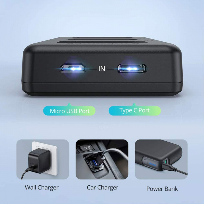 Set 2 acumulatori NP-FW50 cu incarcator RAVPower RP-PB056, pentru camere Sony NEX-3, NEX-3N, NEX-5, NEX-5C, NEX-5N, NEX-5R, NEX-5T, NEX-6, NEX-7 , NEX-C3, NEX-F3 [6]