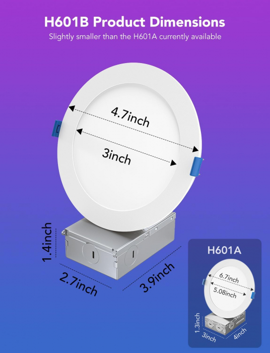Set 2 spoturi incastrate LED Govee H601B Smart Recessed Lighting 4 Inch, RGBWW, 850 Lumeni, 11W [7]