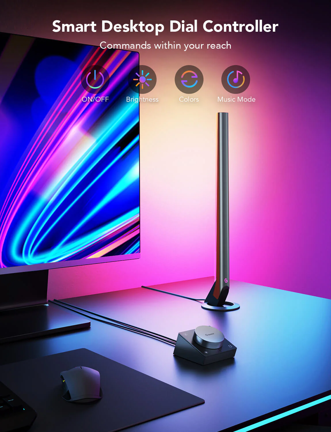 Set 2 buc lampa LED Govee H6047 RGBIC Wi-Fi Gaming Light Bars with Smart Controller, WiFi [5]