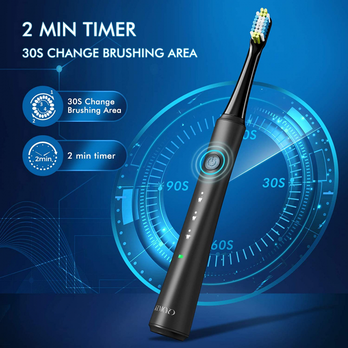 Periuta de dinti electrica ATMOKO AMHP141 cu 10 capete DuPont, 3D, 3 moduri, temporizator 2 min, 40000 pulsatii/min [4]