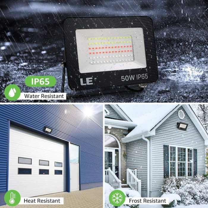 Set 2 proiectoare de podea LED RGB Lepro, Telecomanda , 50W, IP65 waterproof [3]