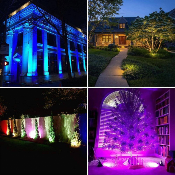 Set 2 proiectoare de podea LED RGB Lepro, Telecomanda , 15W, IP65 waterproof [8]