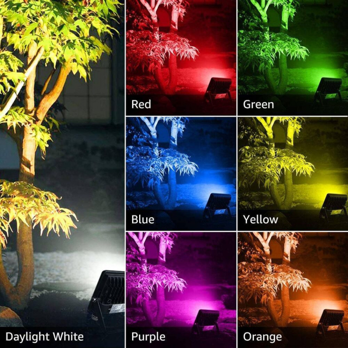 Set 2 proiectoare de podea LED RGB Lepro, Telecomanda , 15W, IP65 waterproof [2]