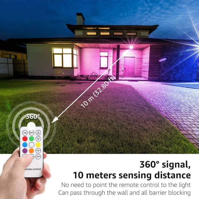 Set 2 proiectoare de podea LED RGB Lepro, Telecomanda , 15W, IP65 waterproof [3]