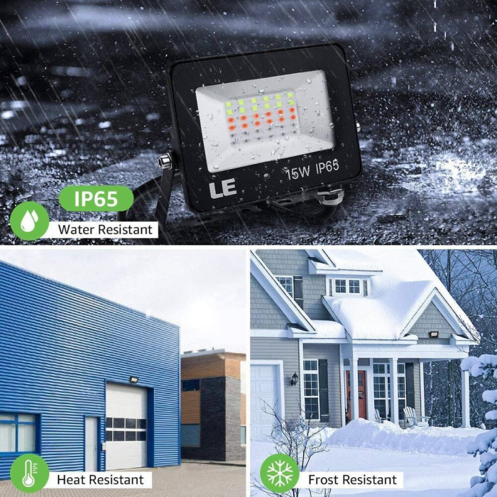 Set 2 proiectoare de podea LED RGB Lepro, Telecomanda , 15W, IP65 waterproof [4]