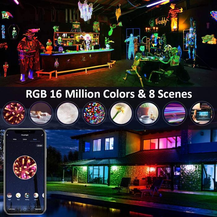 Proiectoare de podea LED RGB Novostella, Smart, Wifi, Alexa,Google , 100W, Exterior IP66 waterproof [6]