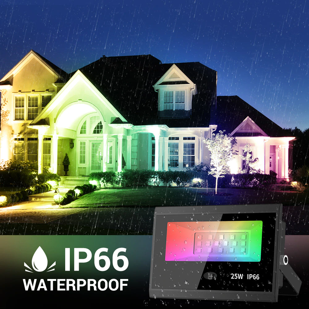 Set 2 proiectoare de podea LED RGB MustWin, Telecomanda , 25W, IP66 waterproof [8]