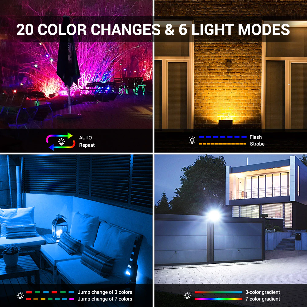 Set 2 proiectoare de podea LED RGB MustWin, Telecomanda , 50W, IP66 waterproof [7]