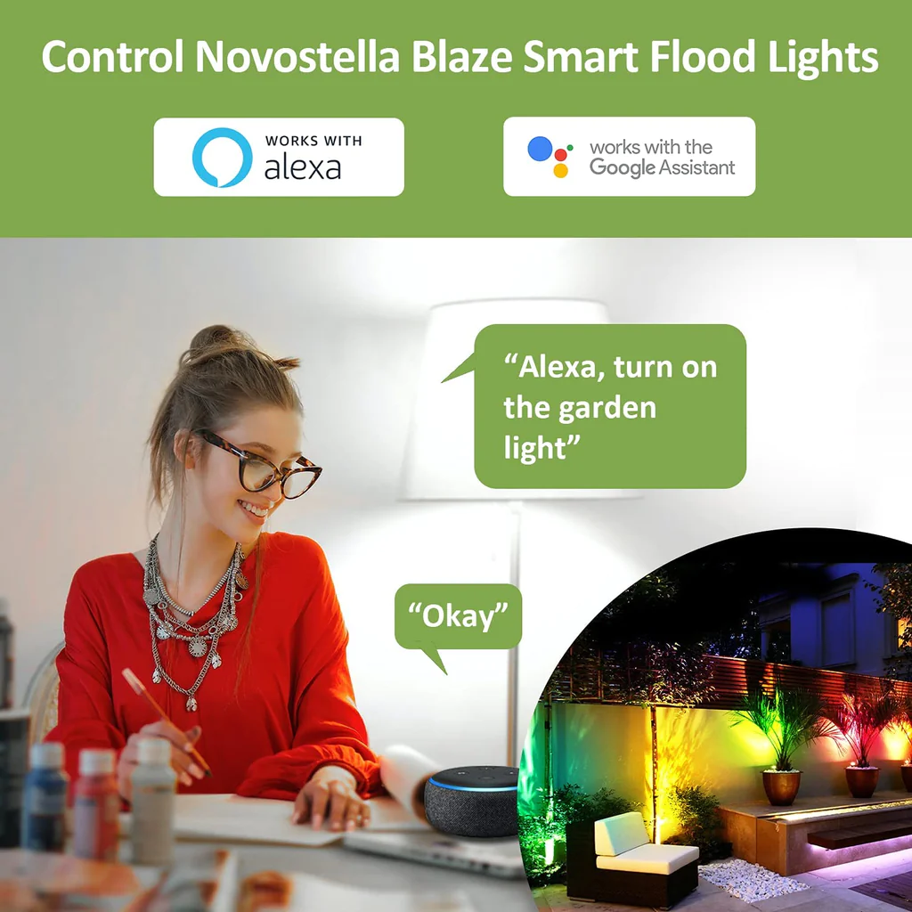 Set 2 proiectoare de podea Smart Novostella Blaze 2 Pack 25W RGB NTF80 Wifi, Alexa, Google, Exterior IP66 [2]