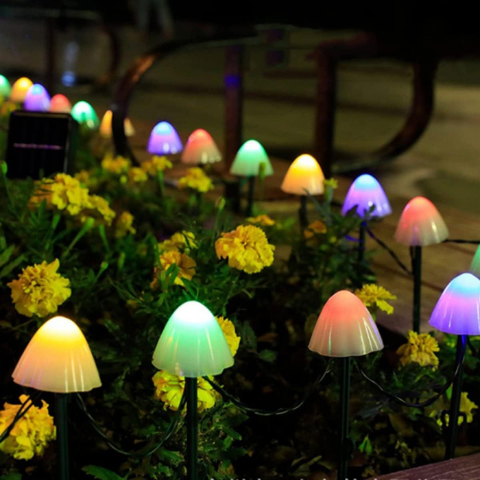 Set 30 lampi solare LED Rovo 01-RGB, ciupercute, lumina multicolora, 6.5m, 8 moduri [6]