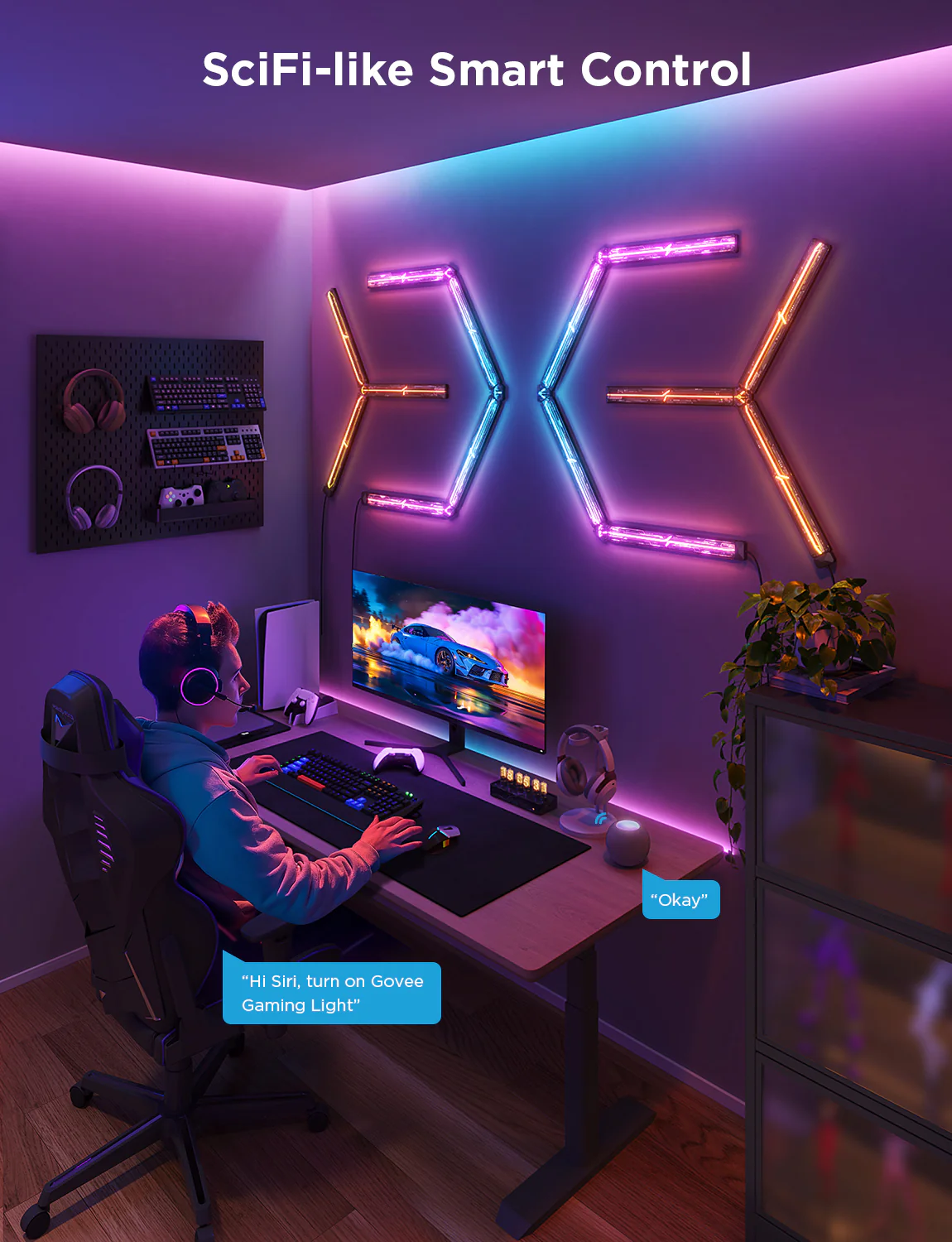 Set 4+1 bara LED Govee Gaming Wall Light, H6063, RGBIC, Smart, Sincronizare Muzica, Wifi, Alexa, Google Assistant [5]