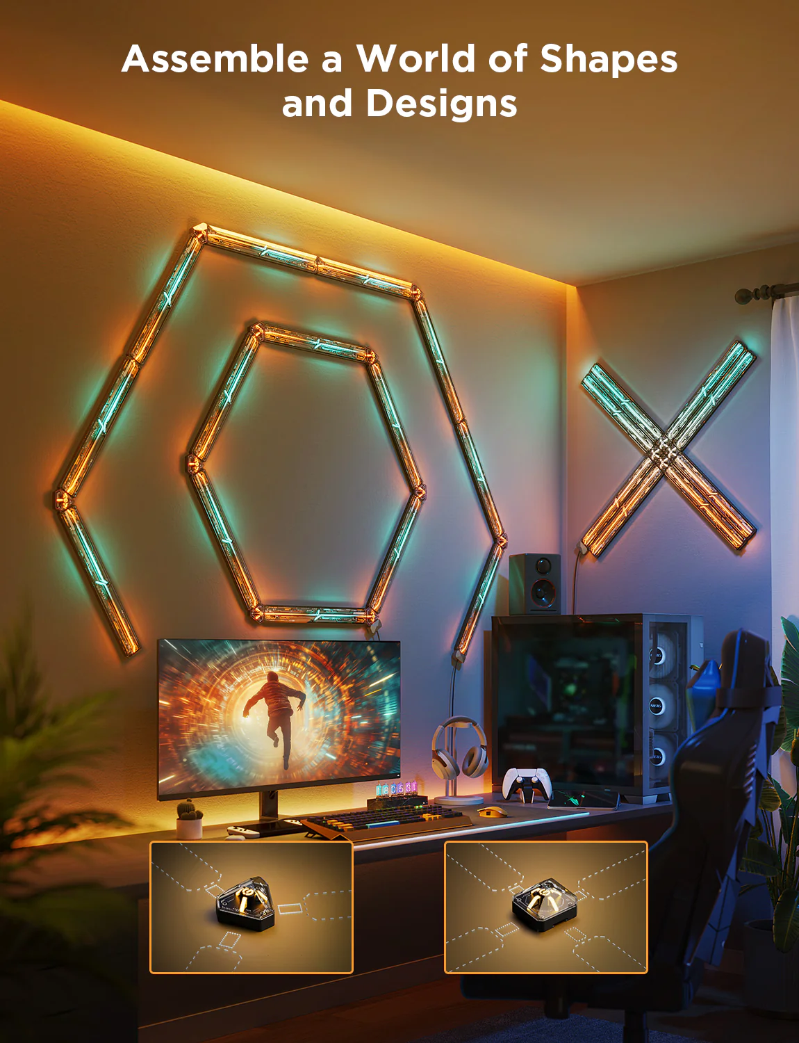 Set 4+1 bara LED Govee Gaming Wall Light, H6063, RGBIC, Smart, Sincronizare Muzica, Wifi, Alexa, Google Assistant [3]