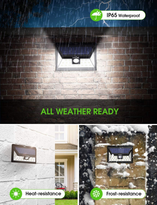 Set 4 lampi solare LITOM LTCD013, LED, 24 leduri, incarcare solara si senzor de miscare [4]