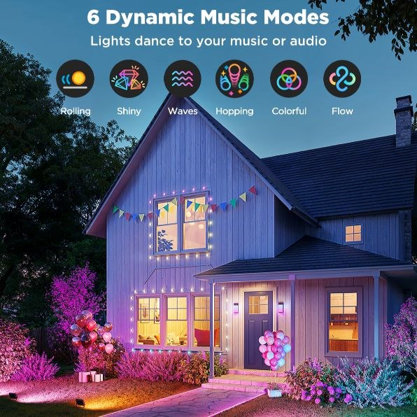 Set 4 proiectoare Govee Ground Lights 2 H8057 RGBICWW LED, Alexa, Google ,Matter, 24W, Sincronizare muzica, Exterior, IP66 [5]