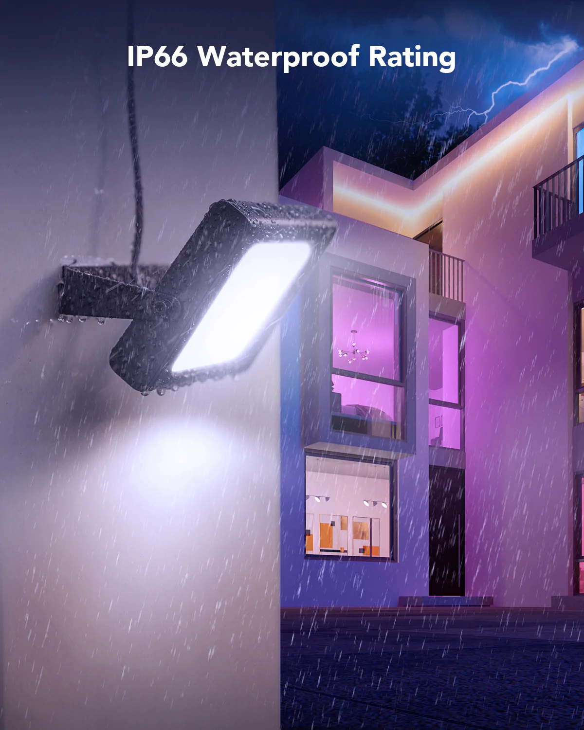 Set 4 proiectoare Govee H7060 RGBICWW LED, Alexa, Google , 24W, Sincronizare muzica, Exterior IP65 waterproof [13]