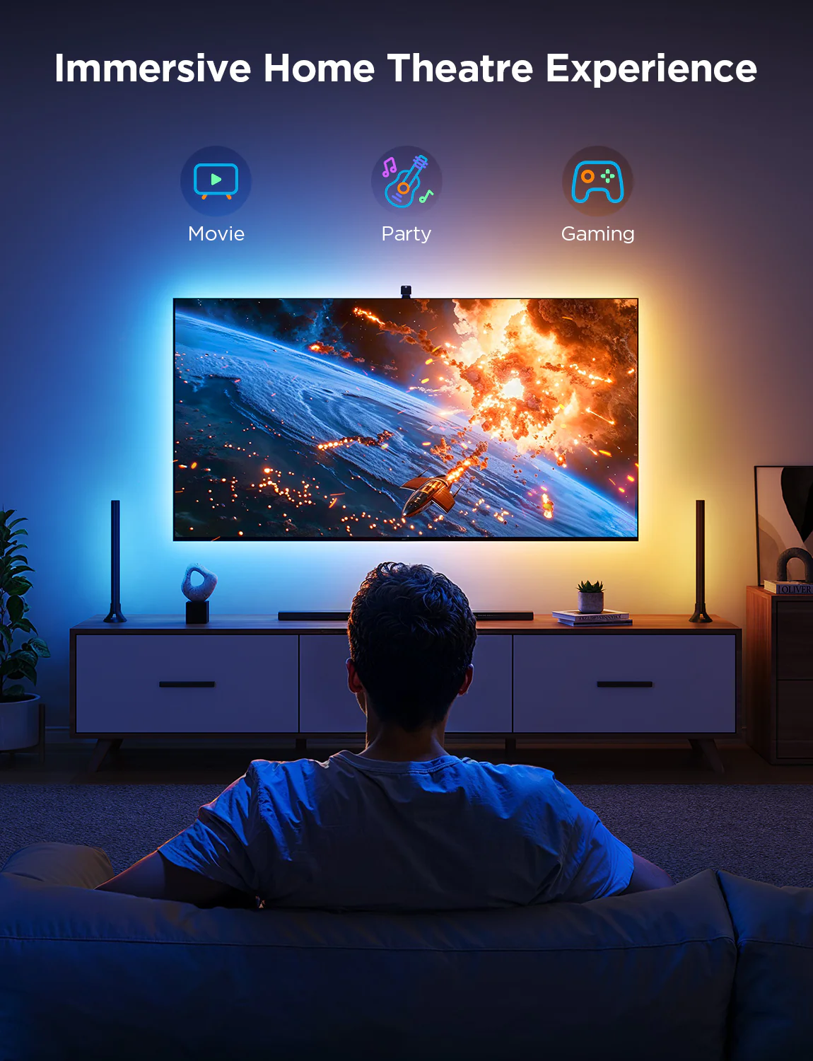 Set Banda si Lampi LED pentru TV Govee TV Backlight 3 Lite Kit, H605A, RGBICW, TV 55-65, Alexa, Google Assistant [2]
