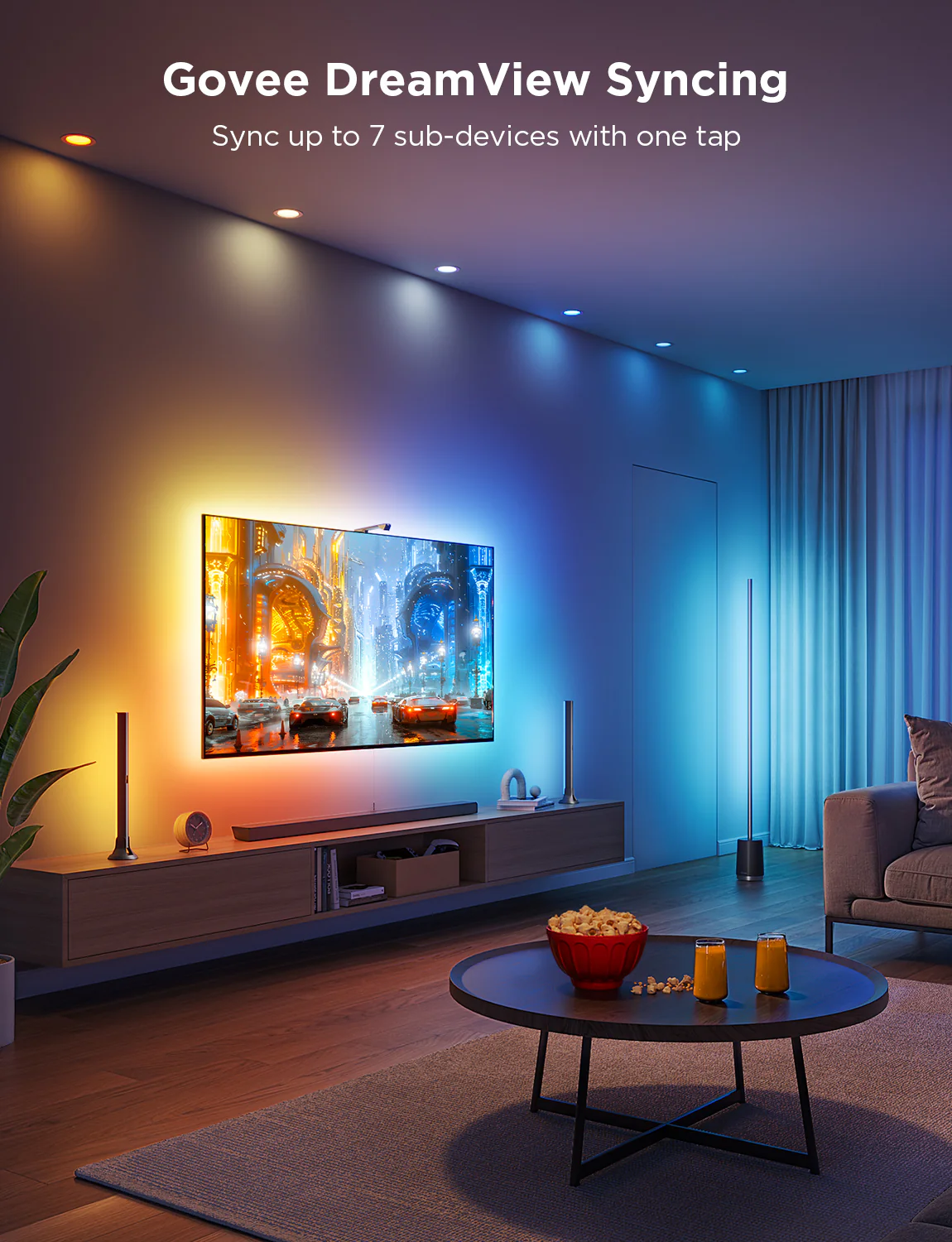 Set Banda si Lampi LED pentru TV Govee TV Backlight 3 Lite Kit, H605A, RGBICW, TV 55-65, Alexa, Google Assistant [7]