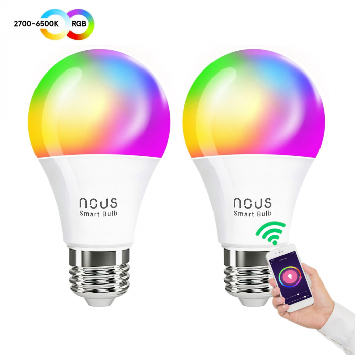 Set 2 becuri LED NOUS P3 RGB Smart, E27, Control din aplicatie [3]