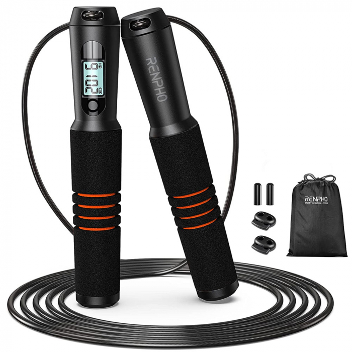 Set coarda pentru sarit Smart Renpho Q001, 4 moduri, Bluetooth, analiza datelor in aplicatie, Adulti, Copii [2]