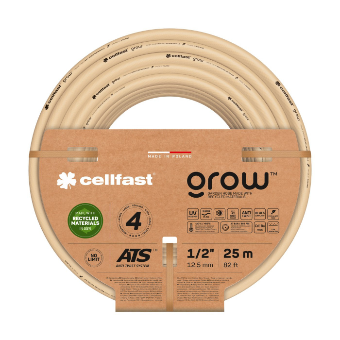 Set furtun pentru gradina Cellfast GROW 1/2" 20m, protectie UV, antirasucire, pistol stropire, conectori, materiale reciclate [2]