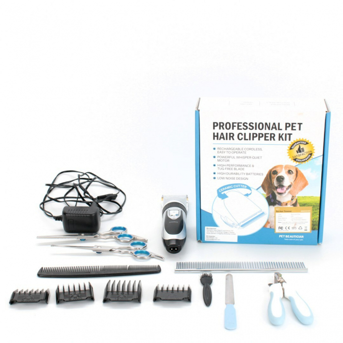 Set Masina Profesionala de Tuns Caini, Pisici sau Alte Animale, Omorc MEGD014CS,fara fir, Titan/Ceramica, foarfece incluse [9]