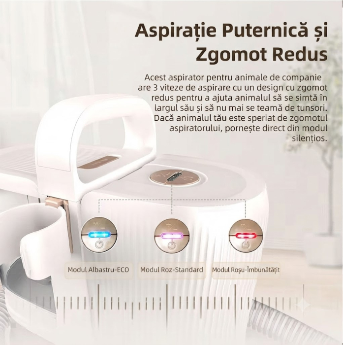 Masina De Tuns Animale cu Aspirare 9 in 1 Rovotec AllClean, Functie uscator, Caini, Pisici, Functie uscare, Aspirator animale si textile, 3 setari de aspirare [4]
