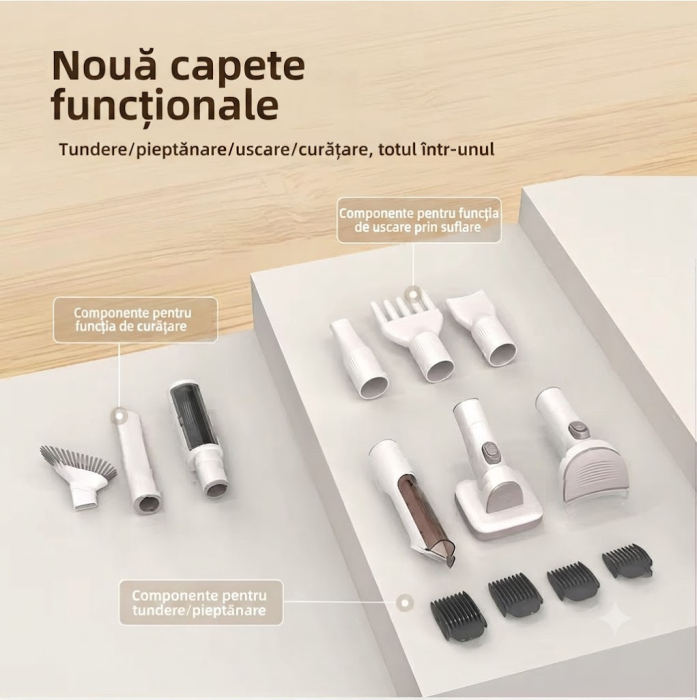 Masina De Tuns Animale cu Aspirare 9 in 1 Rovotec AllClean, Functie uscator, Caini, Pisici, Functie uscare, Aspirator animale si textile, 3 setari de aspirare [13]