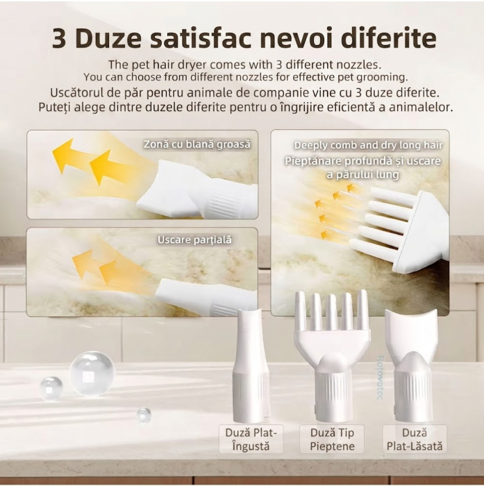 Masina De Tuns Animale cu Aspirare 9 in 1 Rovotec AllClean, Functie uscator, Caini, Pisici, Functie uscare, Aspirator animale si textile, 3 setari de aspirare [9]