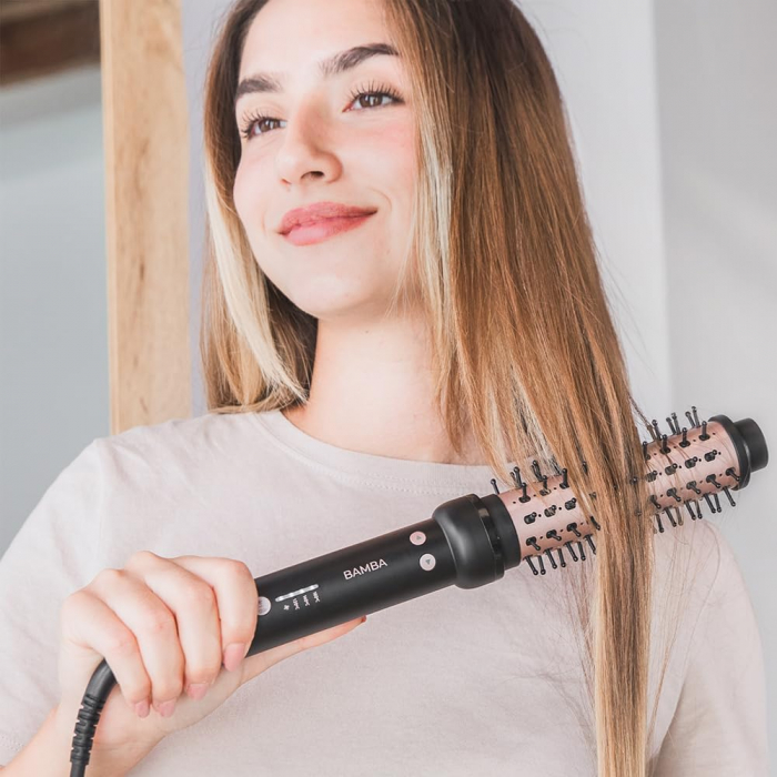 Perie rotativa 2 in 1 Cecotec Bamba InstantCare Curly AirFlow, Ondulator, Ceramica, Aer cald, Temperatura reglabila, rotire in ambele directii [8]