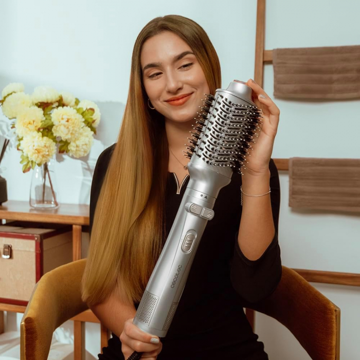 Set perie rotativa de par cu aer Cecotec CeramicCare 6in1 Gyro, 1100W, Uscator, Perie electrica, Ondulator [9]