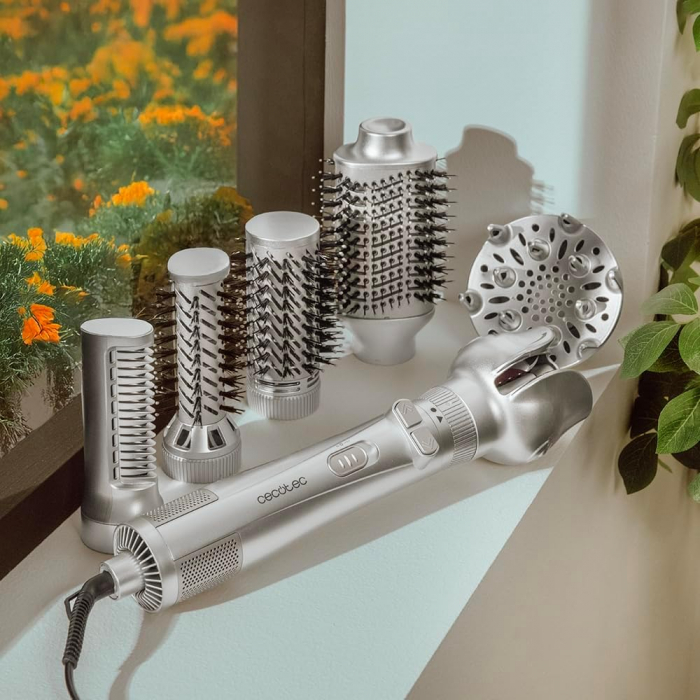 Set perie rotativa de par cu aer Cecotec CeramicCare 6in1 Gyro, 1100W, Uscator, Perie electrica, Ondulator - Resigilat [6]
