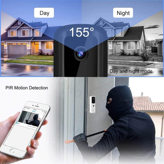 Sonerie Smart Rovo V30 Camera Wireless, 1080P HD, Motion Detection, Convorbire bidirectionala, Tuya, Smart Life [5]