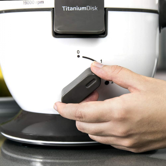 Storcator de fructe si legume Cecotec ExtremeTitanium 19000, 650 W, 19000 RPM, 2 viteze, Sistem de siguranta, Recipient suc 500 ml, Alb [6]